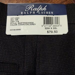 Ralph Ralph Lauren Comfort Flex Pant Flat Front Grey NWT Men's SIZE 32x32